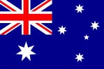 Australian flag with blue background and white stars.