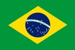 Brazil national flag with green background, yellow diamond, blue circle, and white stars.