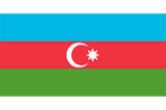 Flag of Azerbaijan with blue, red, green stripes and a white crescent and star.