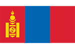 Flag of Mongolia with red, blue, and yellow colors and traditional symbols.